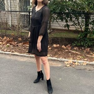 XS Rubbish black dress with sheer sleeves